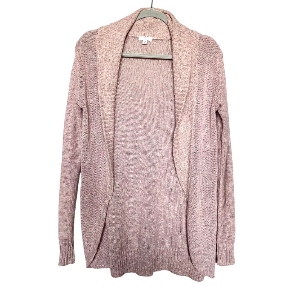 BP Nordstrom Lightweight Cotton Knit Open Front Shawl Cardigan Heather Pink